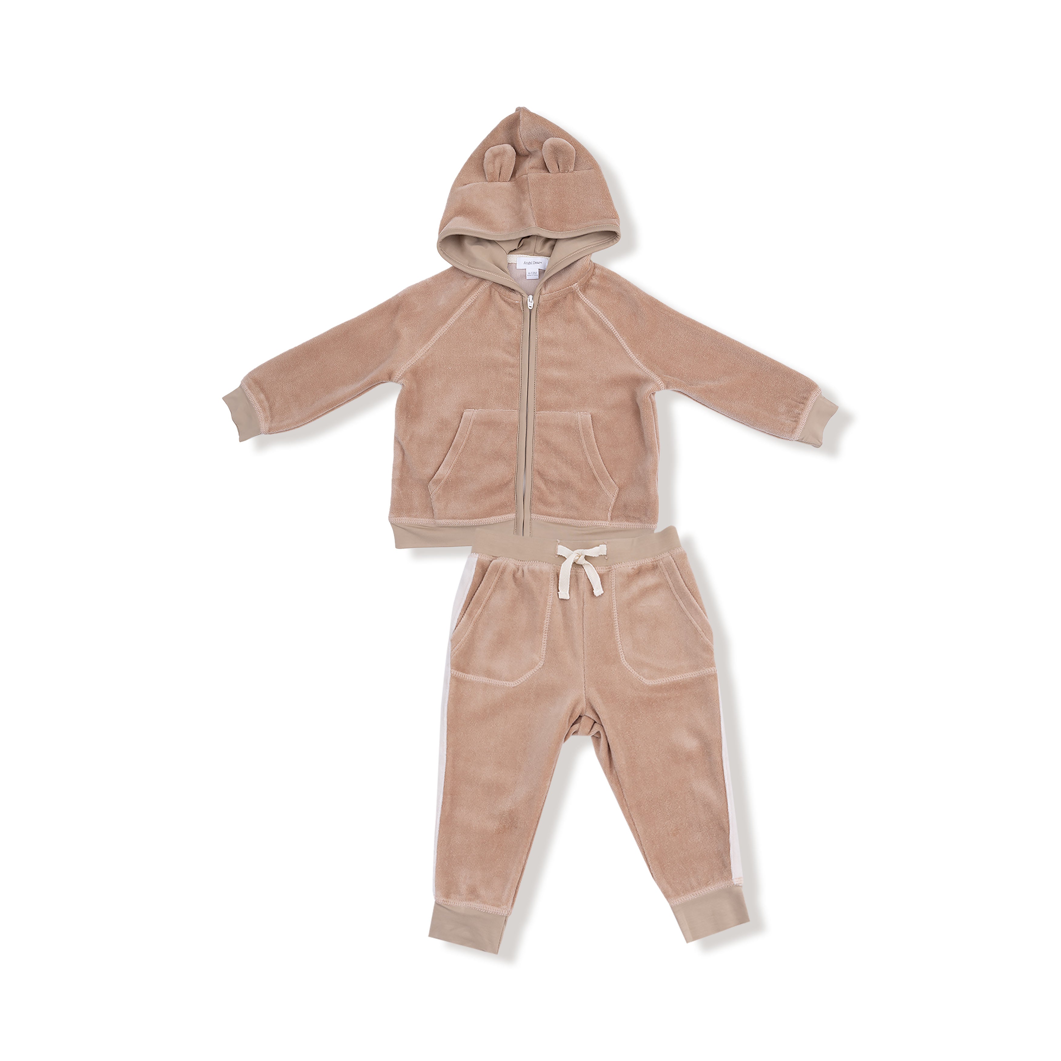 Velour Teddy Bear Hoodie and Jogger Set