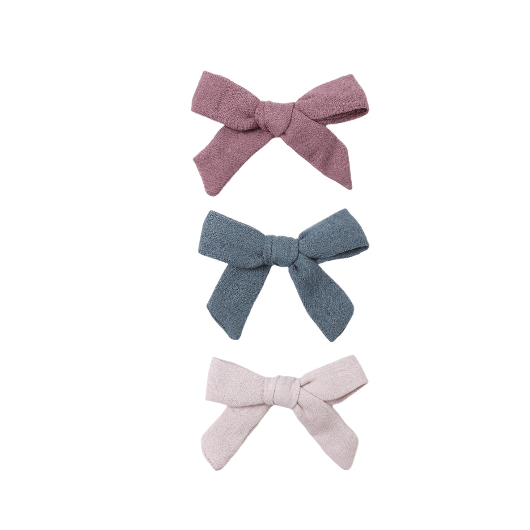 Bow with Clip, Set of 3 || Mulberry, Ocean, Lilac