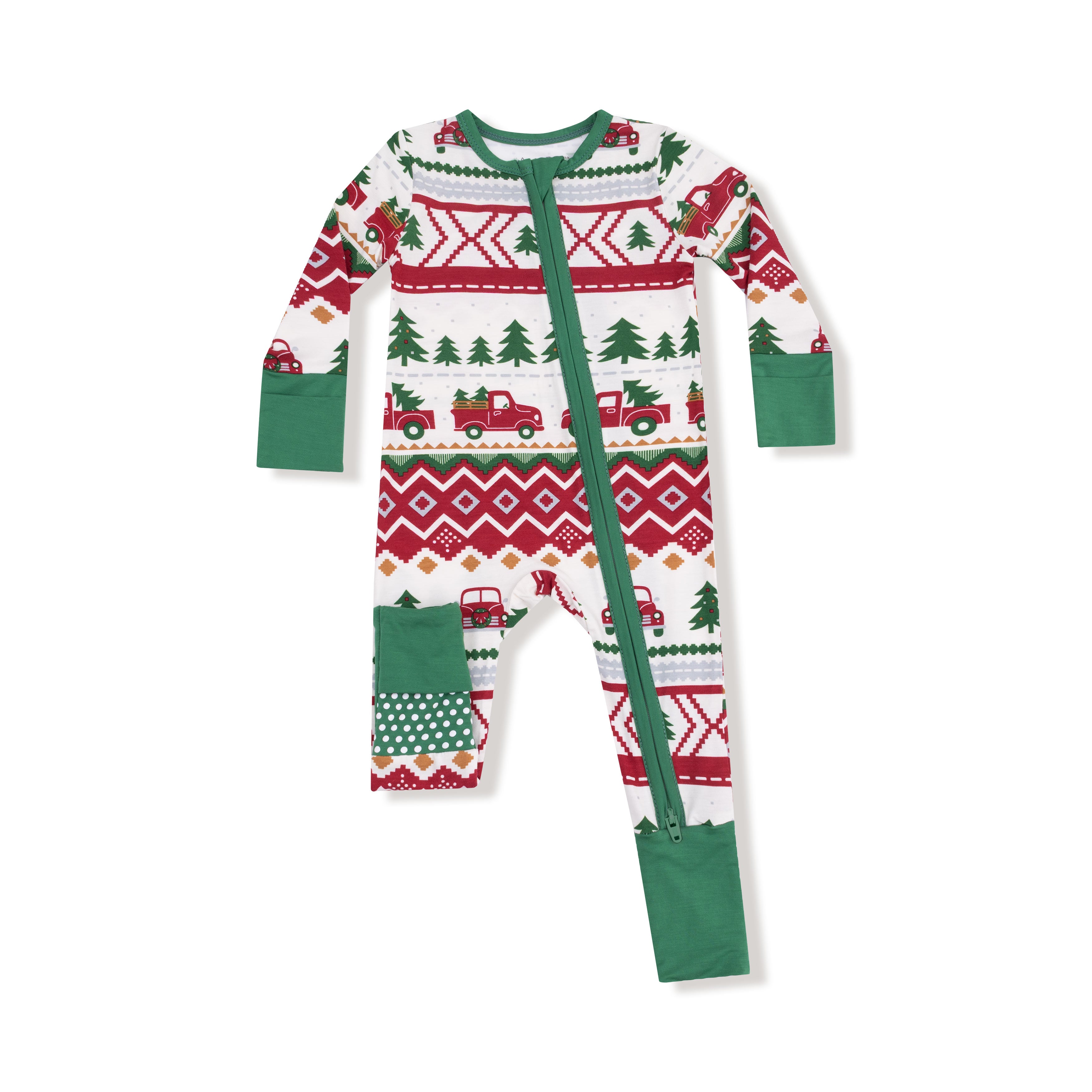 Red Truck Fair Isle 2 Way Zipper Romper