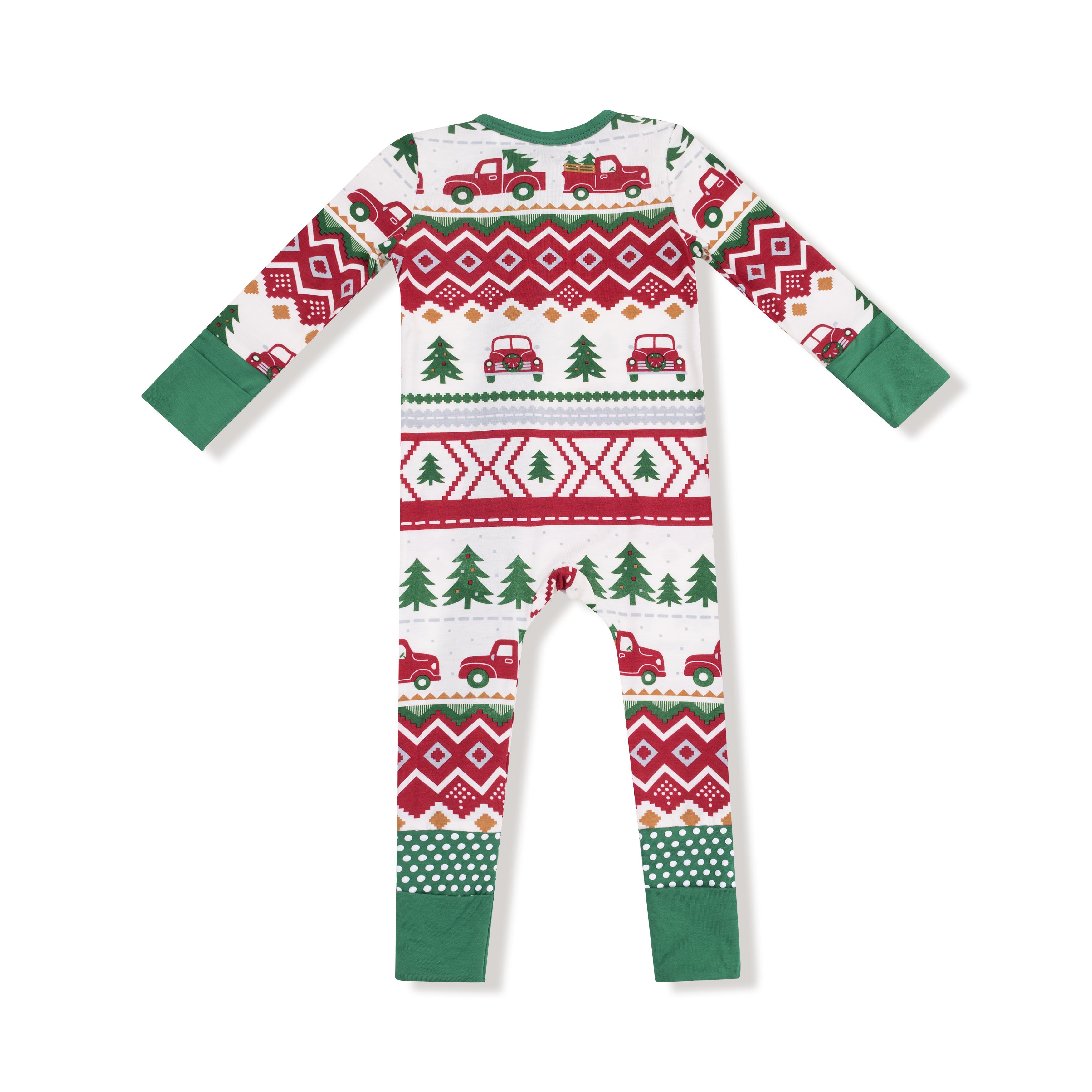 Red Truck Fair Isle 2 Way Zipper Romper