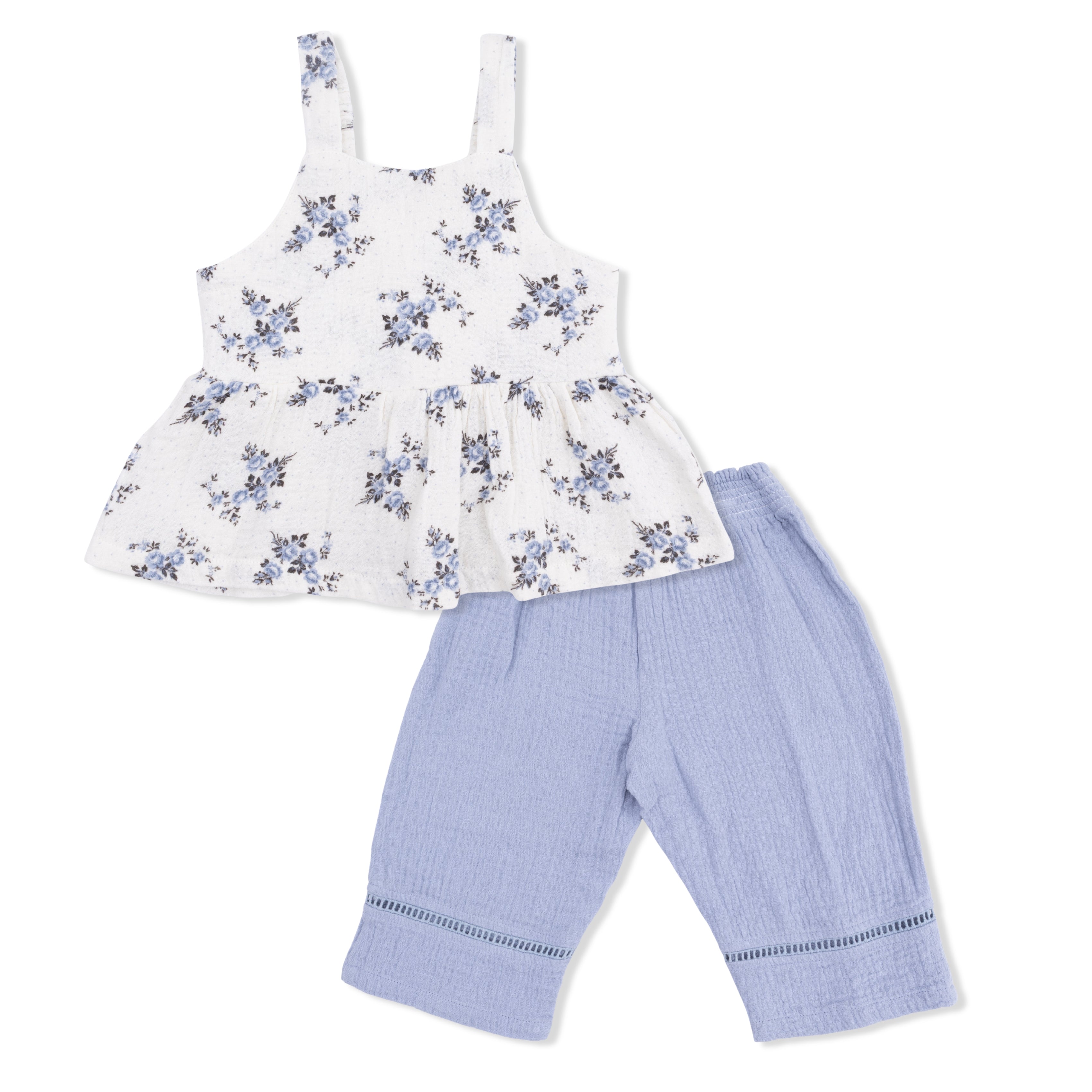 Peplum Tank w/ Smocked Waist Pant | Belle Rosette Dot