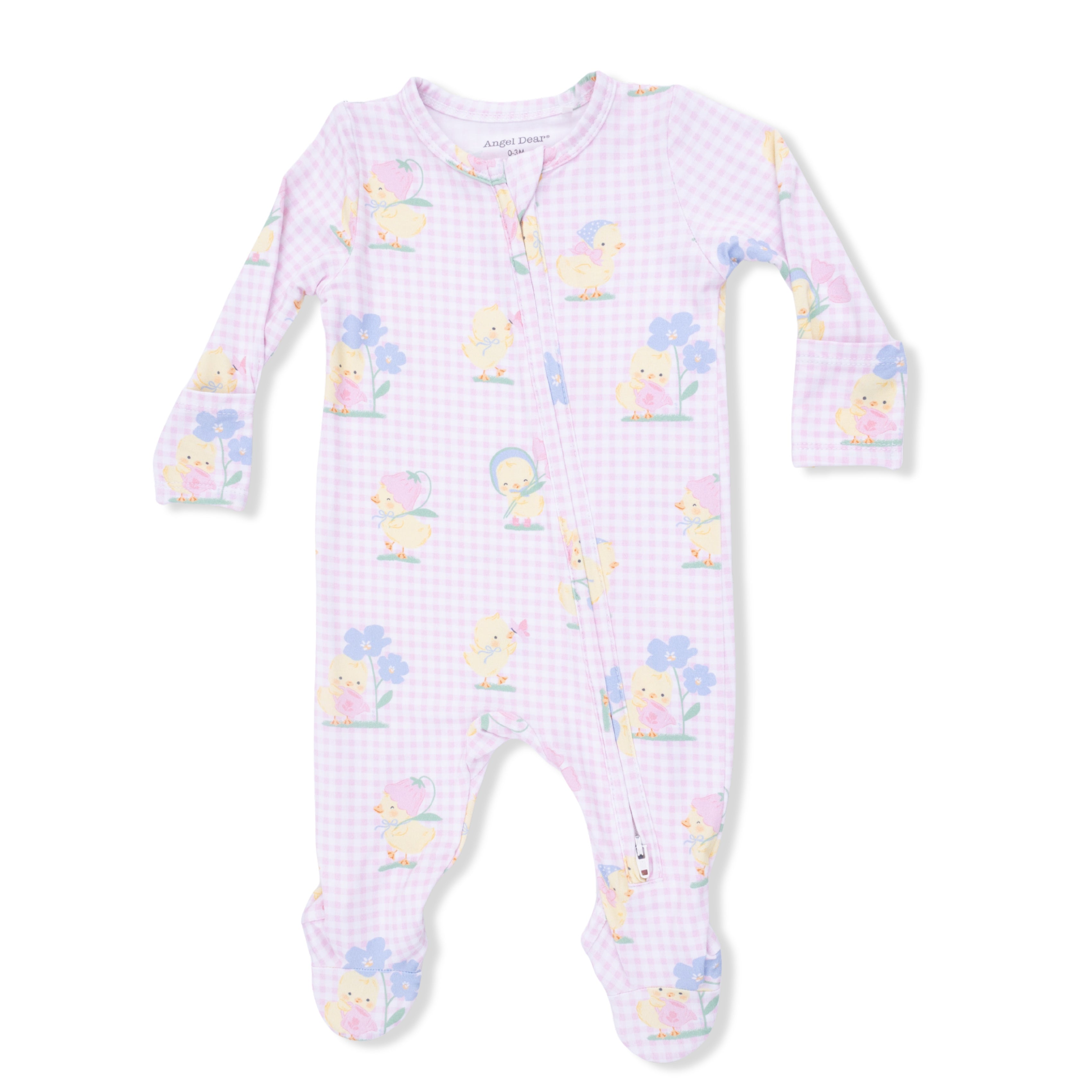 2 Way Zipper Footie | Vintage Spring Ducklings Pink