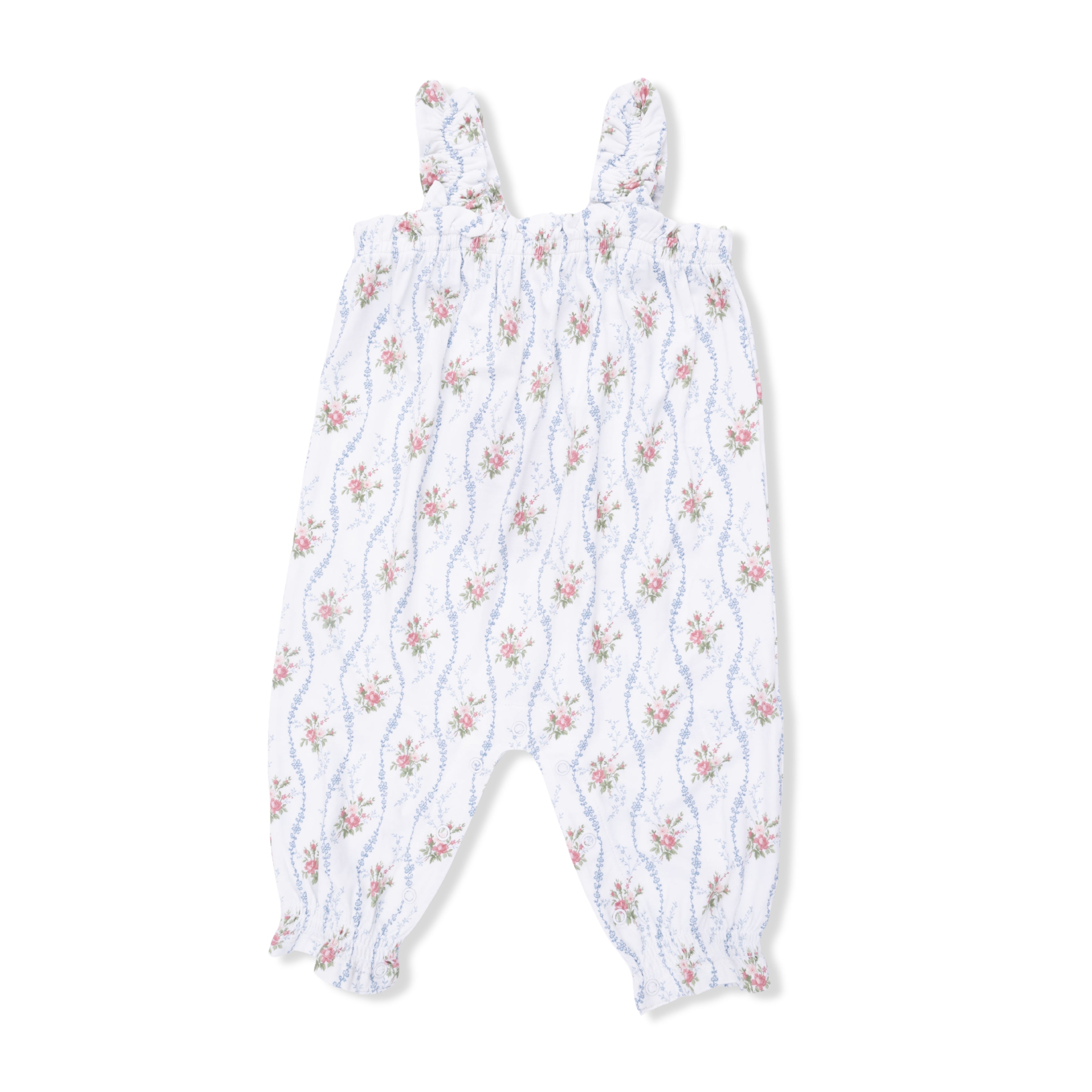 Ruffly Strap Overall | Heirloom Rose Stripe