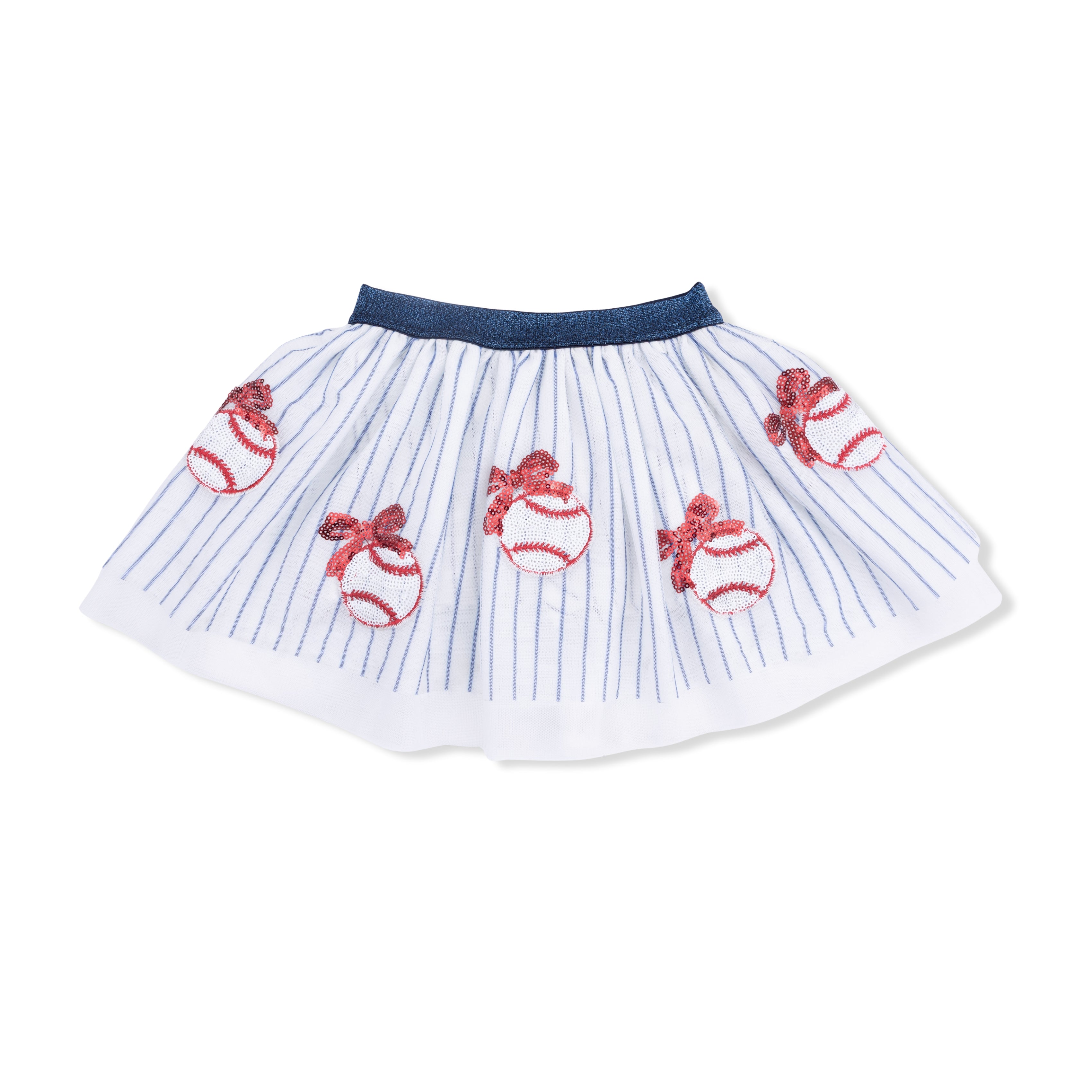Tutu Skirt w/ Bike Shorts | Baseball Stripe