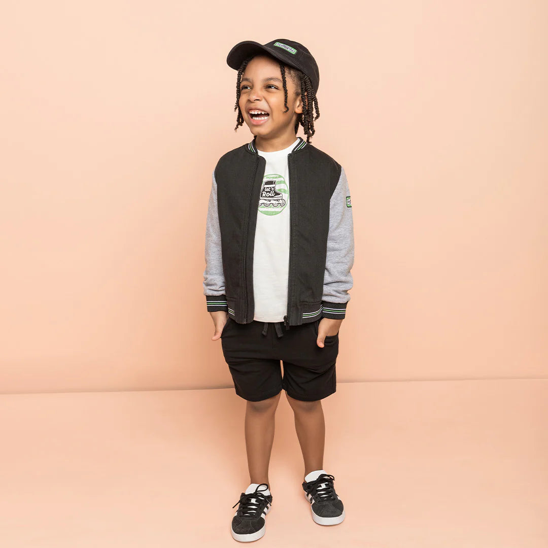 Canvas and Fleece Bomber Jacket